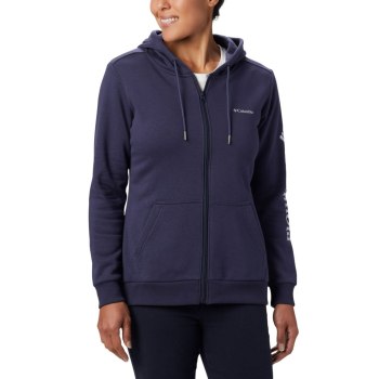 Columbia Ženske Majice S Kapuljačom - Logo Full Zip Tamnoplave | JRLC-35679